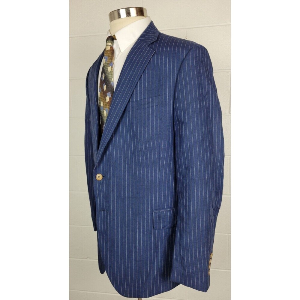 Lands End Mens Blue Linen Pinstripe Sport Coat‎ Jacket 44 - Picture 5 of 11